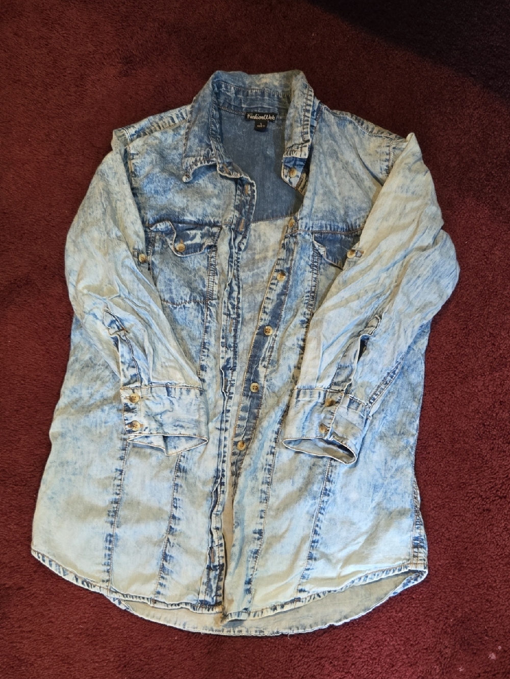 Fashion to Figure Faded Blue Long Denim Jacket
